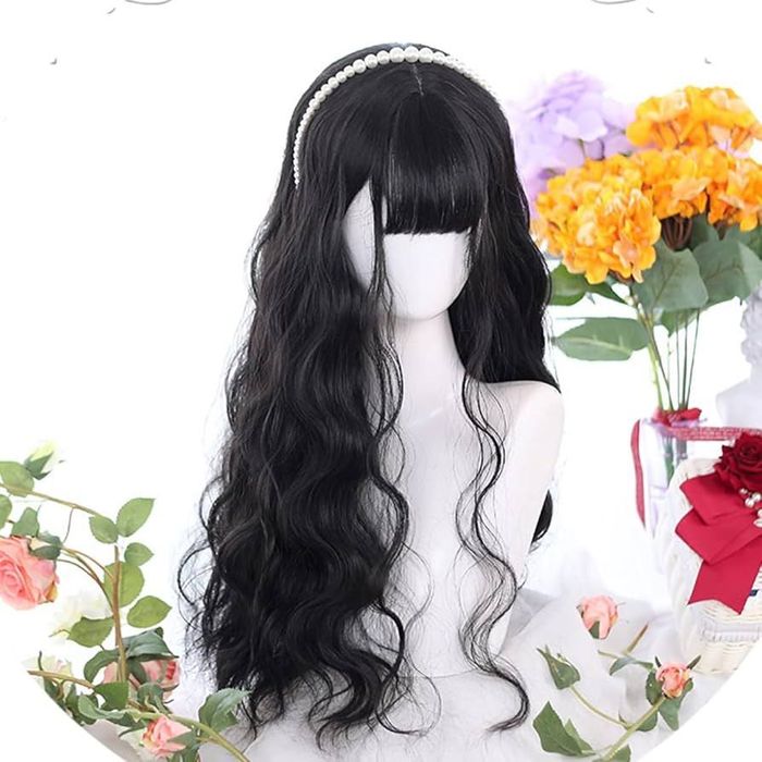 Дълга къдрава черна перука