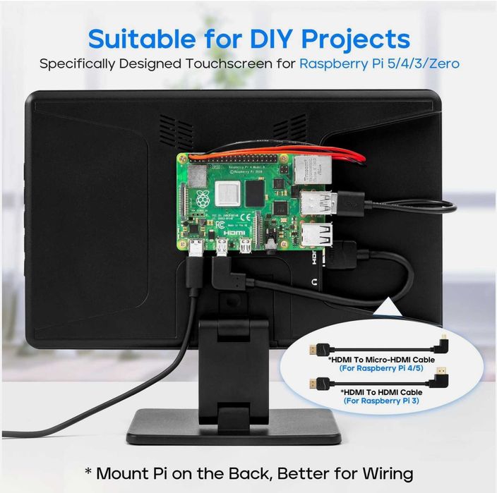 Monitor 10.1 inch Touchscreen  with Case for Raspberry Pi IPS 1024x600 HDMI Speakers