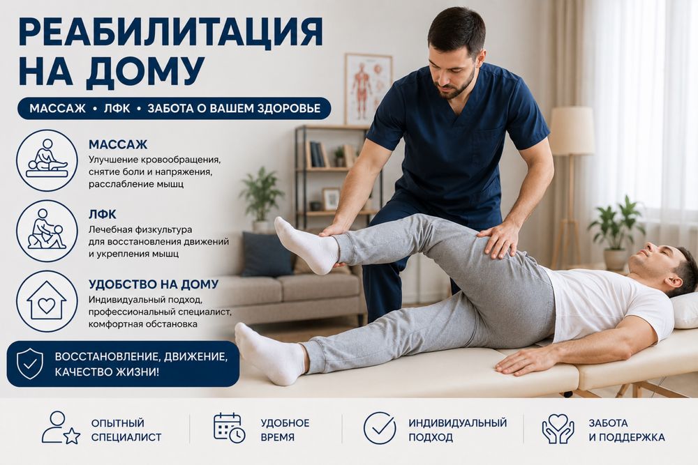 Реабилитация с выездом на дом (лфк массаж)
