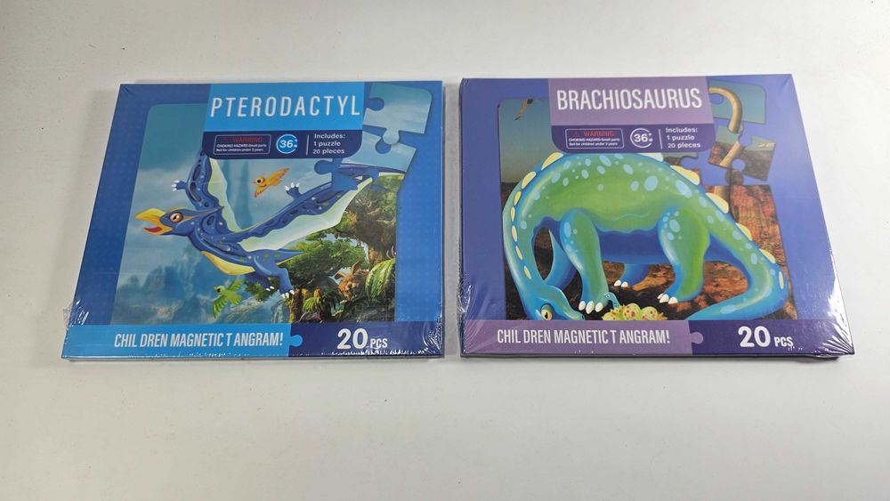 НАМАЛЕНИЯ! 6 модела магнитни пъзели с динозаври с магнитни корици