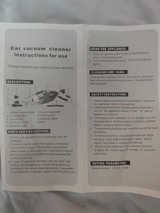 Прахосмукачка за кола 120 W