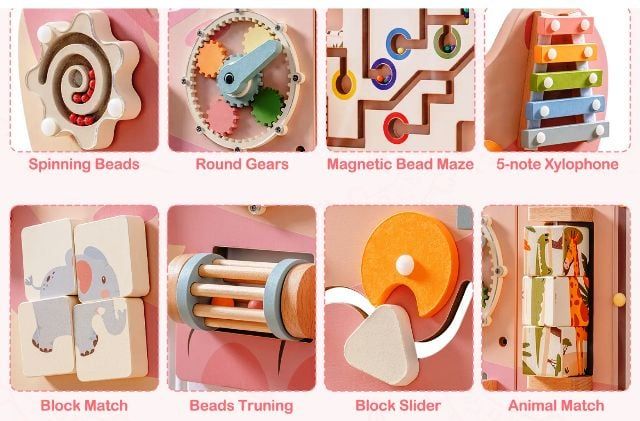 Busyboard Montessori Crocodil Placă Educațională din Lemn Perete