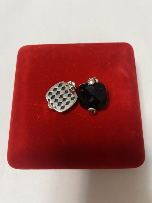 Cercei pătrați argint Sterling Silver cu onix fațetat 8 grame din 2007