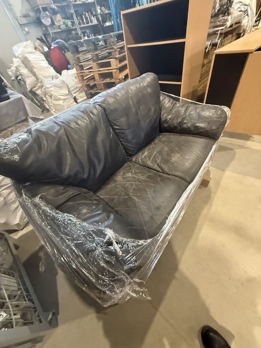 Диван естествена кожа- черен