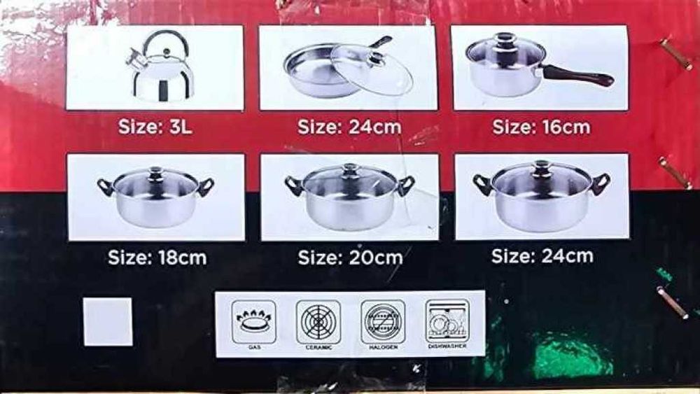 Кухненски комплект за готвене с охлаждащи дръжки, 12 части, Тигани