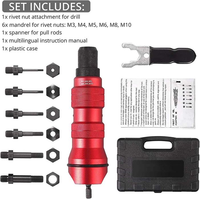 Set adaptor nituitor portabil cu 6 capete interschimbabile