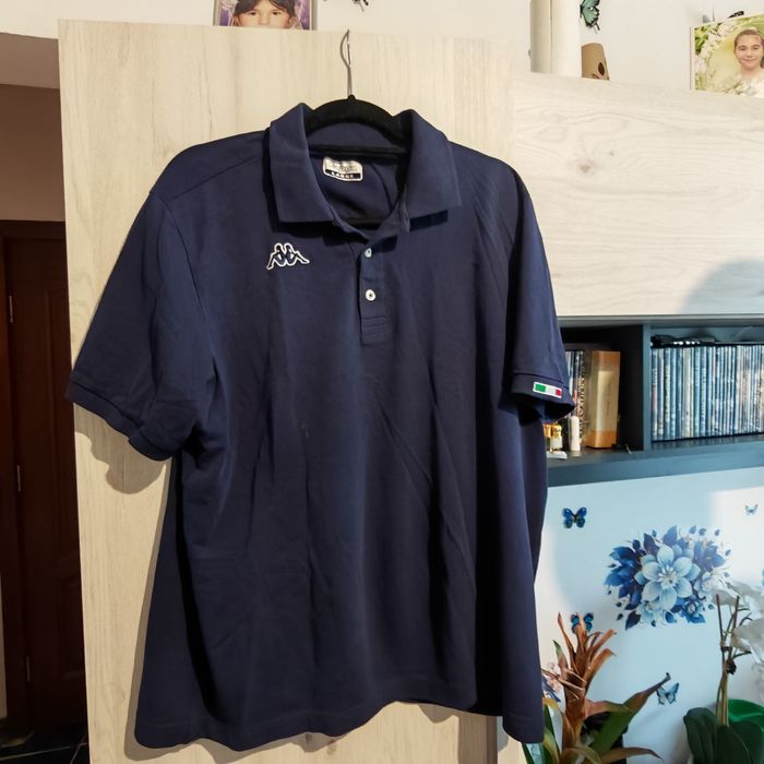 Tricou polo barbati Kappa bleumarin original cu guler marimea Large stare foarte buna