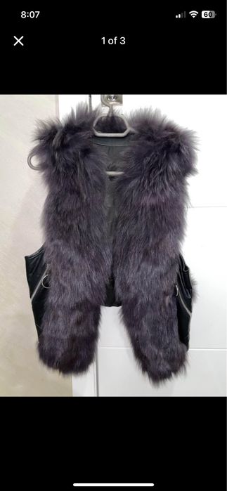 Кожен елек с естествен пух