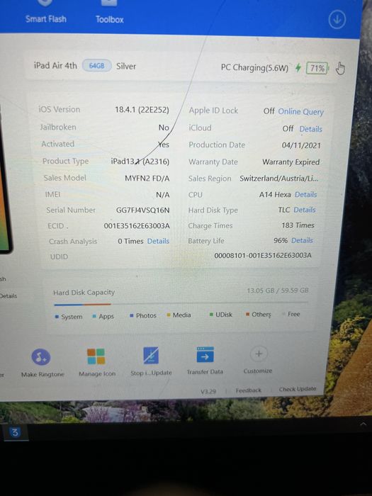 Ipad AIR 4  модел А2316 - 64GB без SIM карта