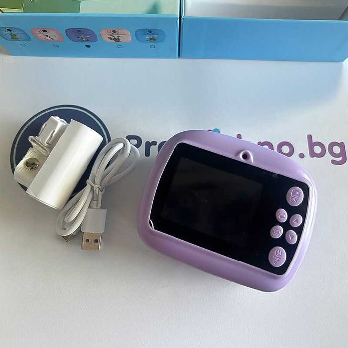 Детски фотоапарат моментално принтиране, игри, с хартия, син и розов