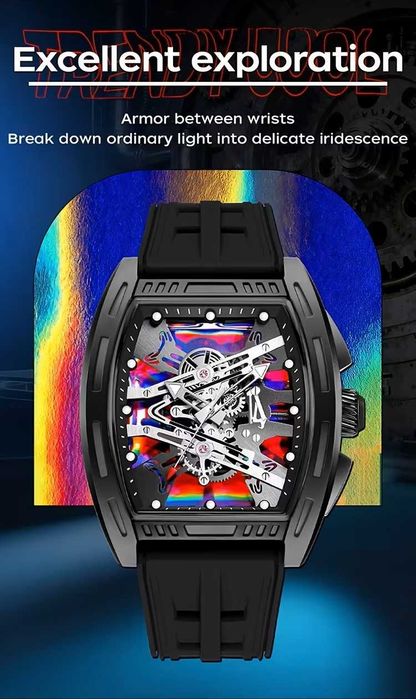 Луксозен Скелетон Часовник – Удароустойчив & Спортен Дизайн