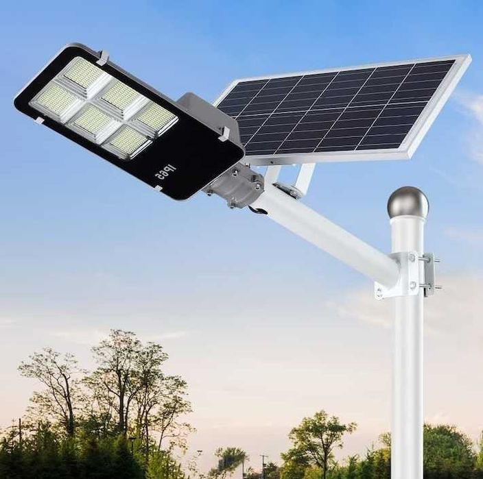 Улична соларна лампа с стойка 400W, Соларен панел 28W,30 000mAh, 6500K