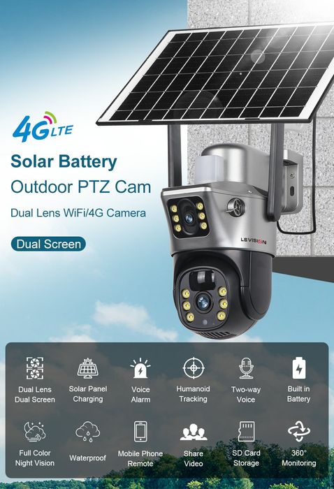 БЕПУЛ Доставка,Камера видеонаблюдения Solar Smart Camera V380Pro 4G.