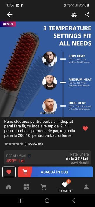 Perie electrica 2 in 1 pentru barba si pieptene de par