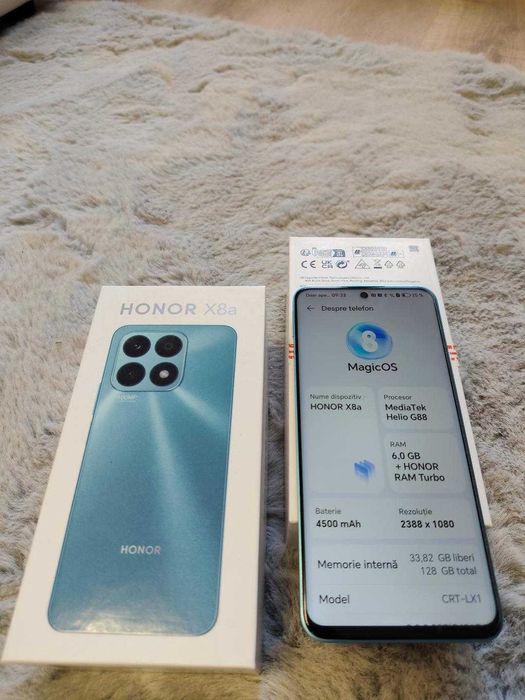 Telefon Honor X8a, Dual SIM, 128/6GB RAM, 4G, Cyan Lake - impecabil