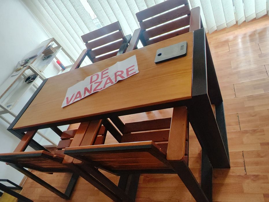 Mobilier pt terasa . Țeavă rectangulara și lemn natural.