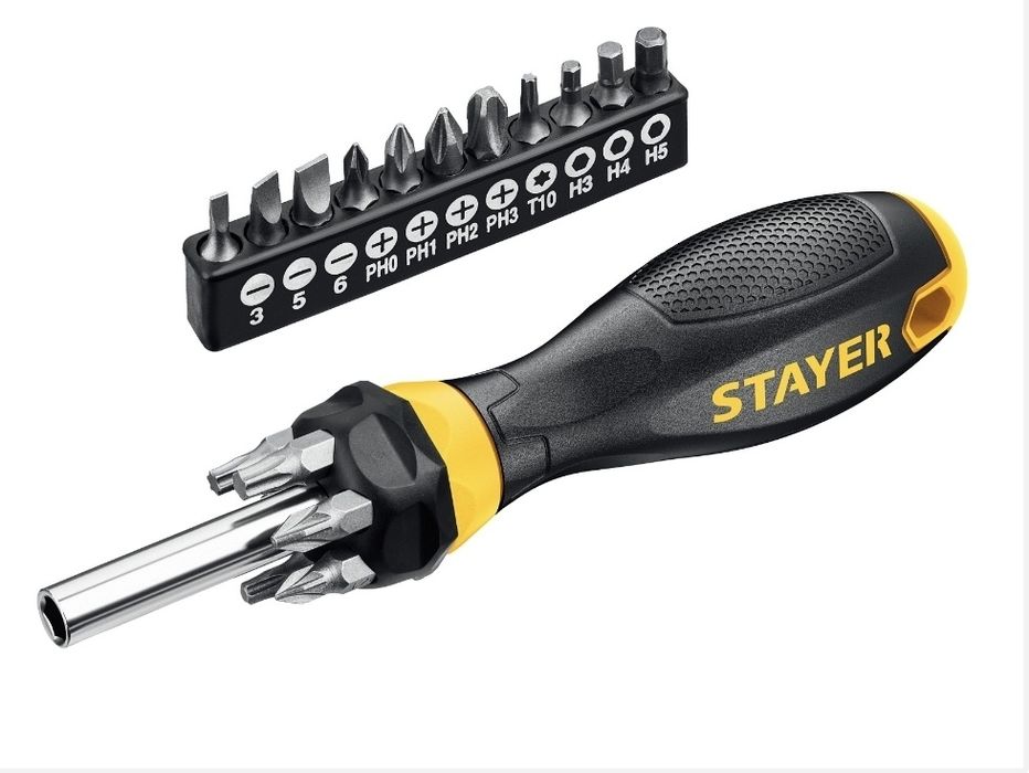 Набор отвертки-битодержателя с насадками STAYER Hercules-B18. 
В компл