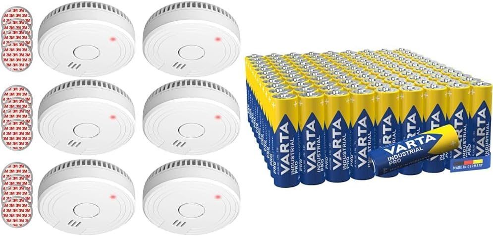 Set de 6 detectoare de fum cu baterii si kit de montaj magnetic ELRO FS1805M