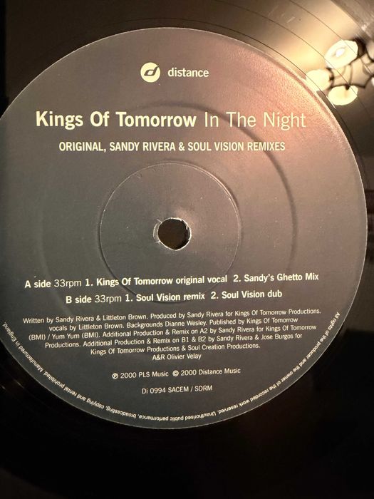 Disc vinil Kings Of Tomorrow – In The Night - Sandy Rivera & Soul Vision - Distance 2000