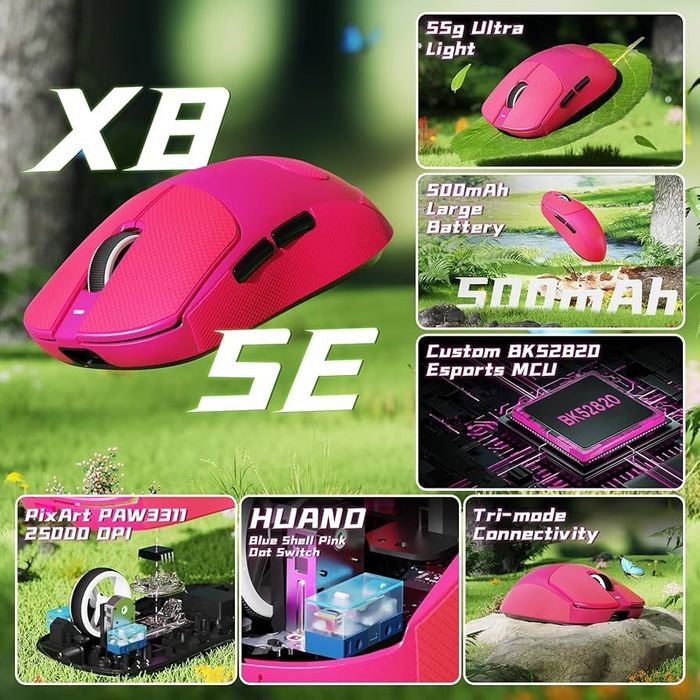 Mouse de gaming wireless ușor, trimod, ATTACK SHARK X8 Series