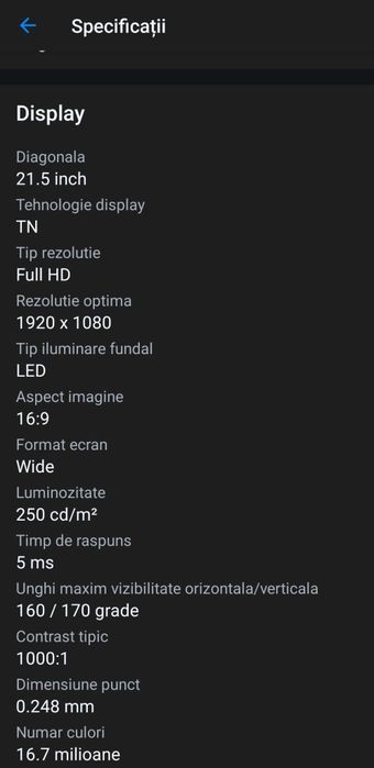 Monitor Dell 21.5 inch