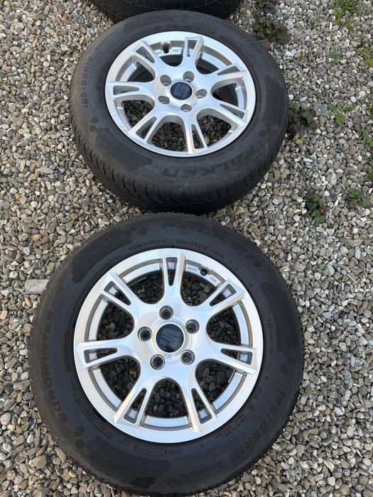 Set jante aliaj R 15 (5x112) cu anvelope 195/65R15, merg pe Seat,VW,Skoda,Audi