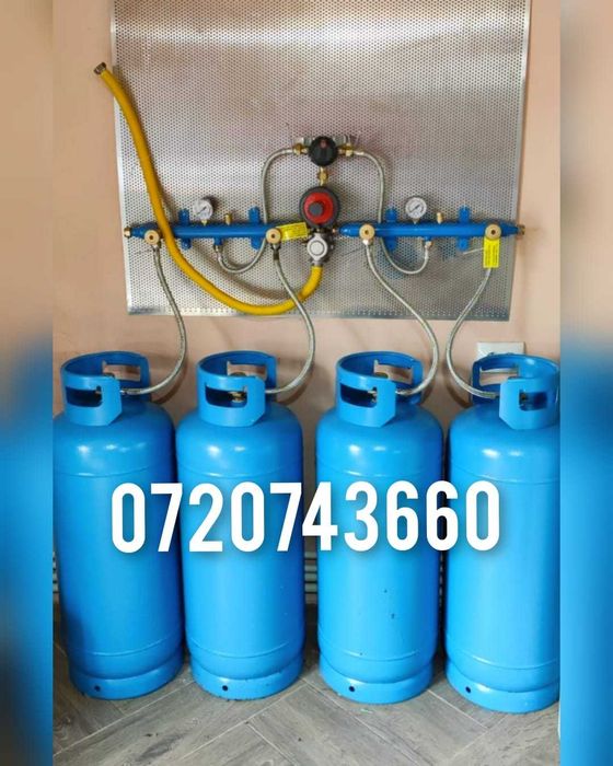 Kit complet cu 4 butelii GPL 50L pentru legare la centrala termica