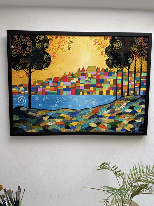 Vand tablou acrilic abstract înrămat