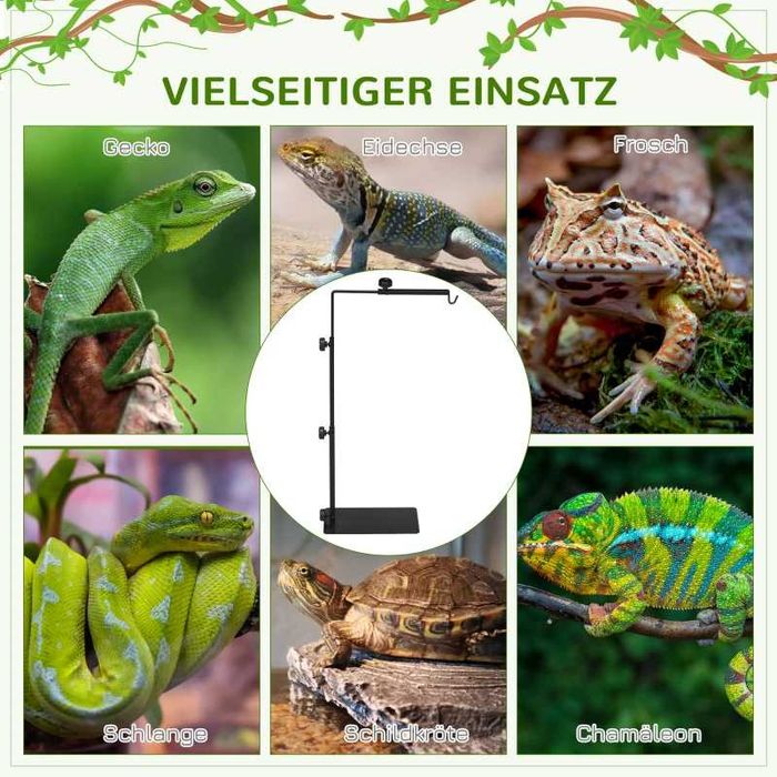PawHut Стойка за термолампа за терариуми, регулируема височина