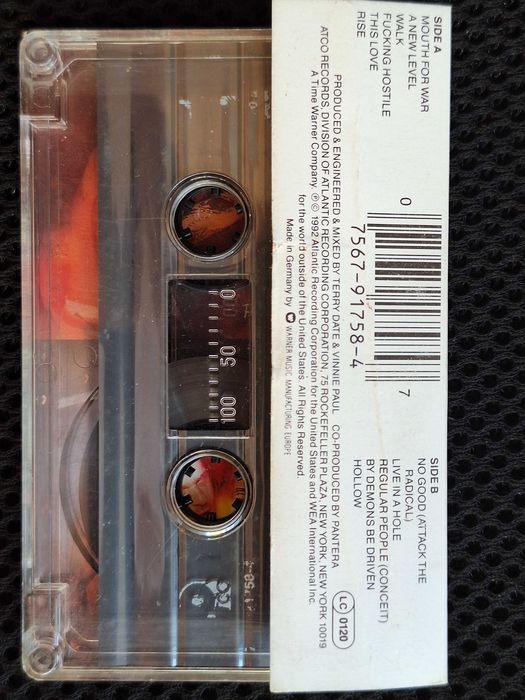 Аудио касета Pantera "Vulgar Display Of Power“ studio album audio cassette, Оригинално издание