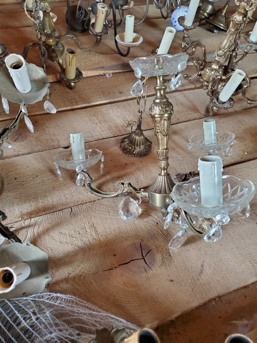 Lustra candelabru, aplice, obiecte decor vintage din bronz  masiv
