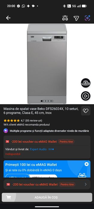 Mașină de spălat vase defecta Beko 45cm slim