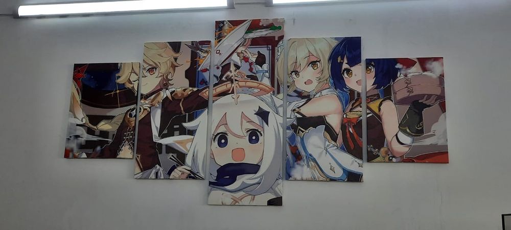 Геншин Импакт двухметровая модульная  картина.