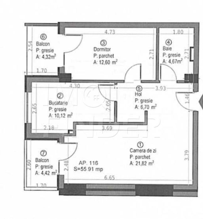 Apartament 2 camere, decomandat, 56 mp, 2 balcoane– langa Baza Sportiv