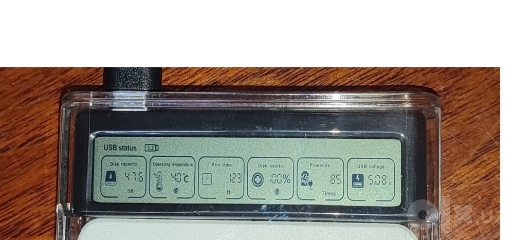 HDDva SSD uchun USB 3.0 korpus, raqamli displeyli.