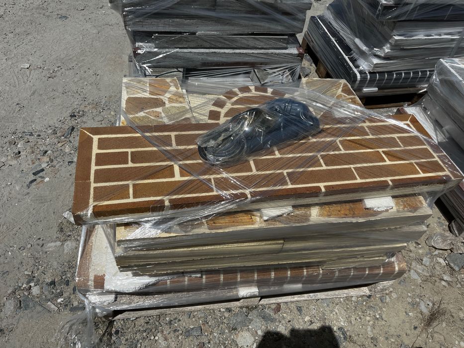 Градински Барбекюта от бетон с декорация от естествен камък