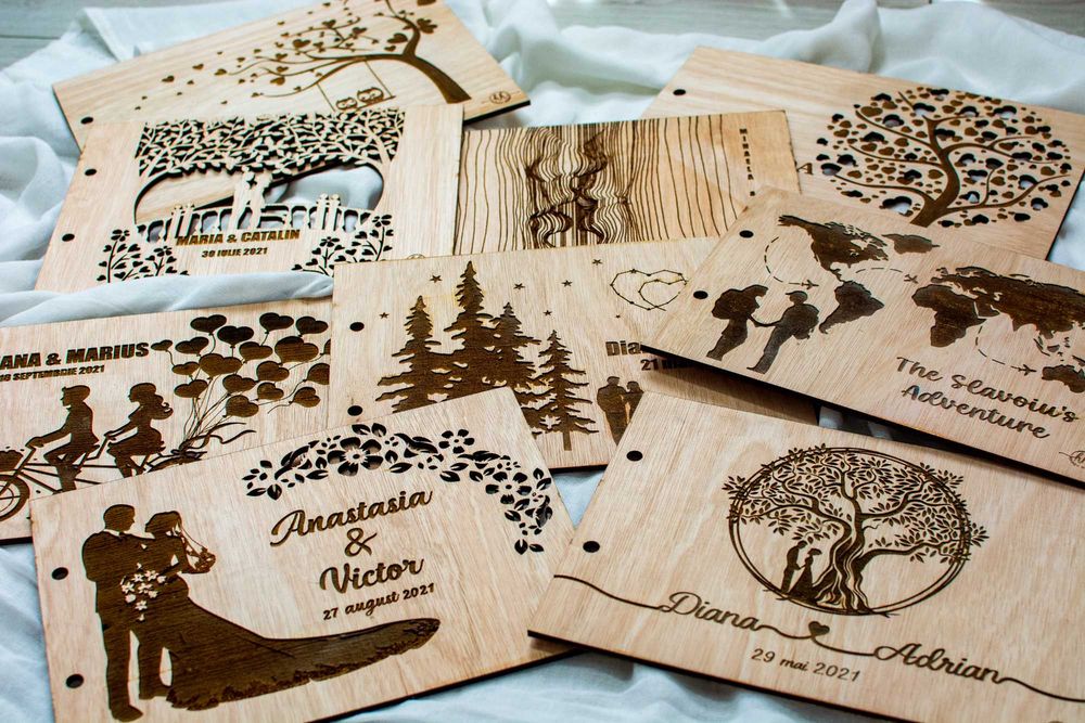 Album foto lemn nunta guestbook photobook jurnal personalizat