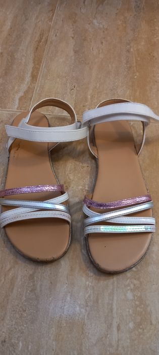 Sandale pt fete alb-argintiu