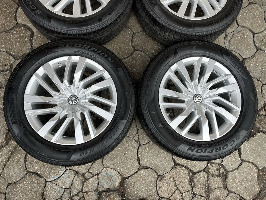 Jante aliaj 5x112mm, anvelope iarna 255/55 R19, VW Touareg 3, Phaeton, Tiguan, Passat