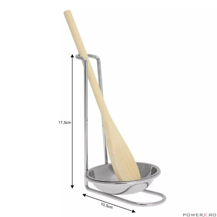 Lingura din lemn cu suport din inox, capacitate 8 ml, 10.5x17.5 cm,