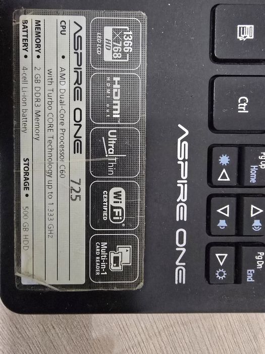 Нетбук, ноутбук Aser aspire one 725