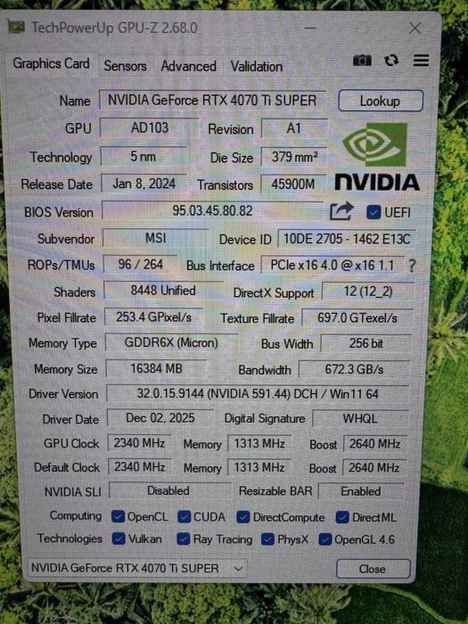 Видео Карта MSI GeForce RTX 4070 Ti SUPER 16G VENTUS 2X