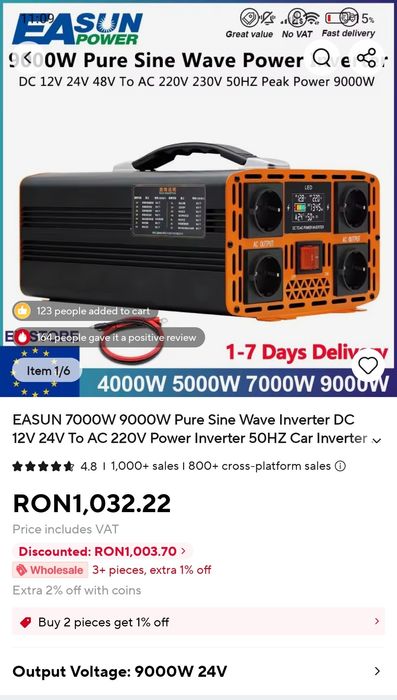 Invertor EASun 24V 9000W (3500W)
