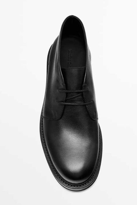 Ghete derby 41 lace up Massimo Dutti NOI piele naturala moale negru