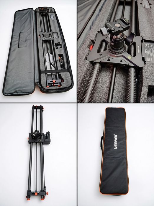 Slider electric Neewer 100 cm (Fibră Carbon) + Trepied Profesional + Bare Echilibrare – Ca nou, nefolosit din lipsă de timp.