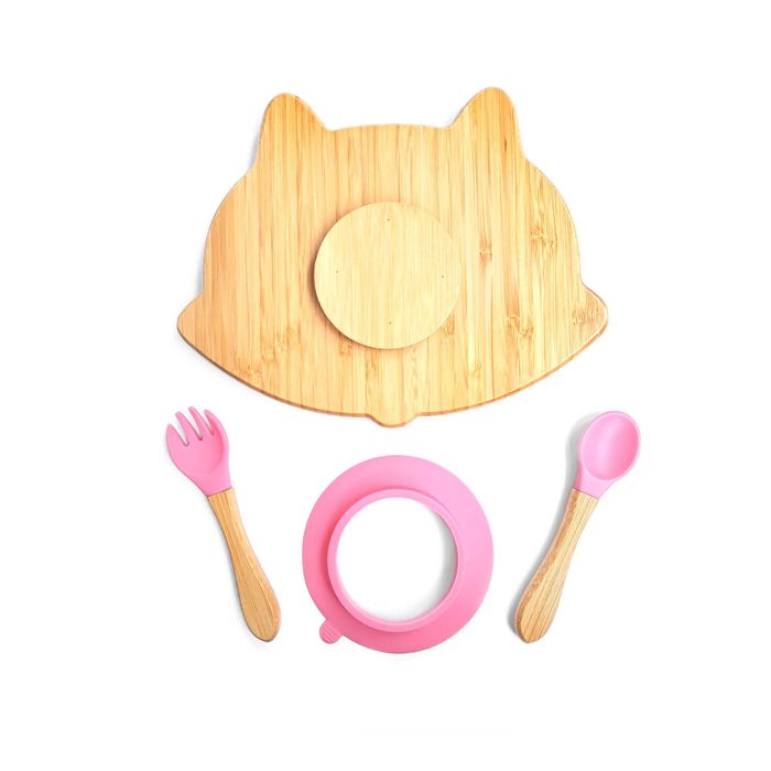 Set diversificare bambus model vulpe, bebelusi si copii 6+ luni