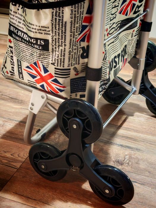 Carucior pentru cumparaturi, roti triple , impermeabil, print deosebit