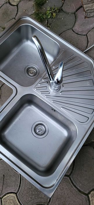 Chiuveta inox dubla teka pe colț