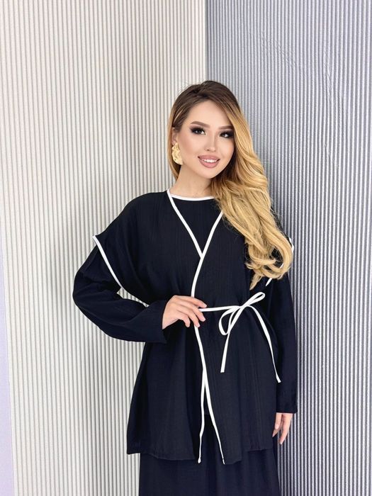 Тройка с юбкой лён