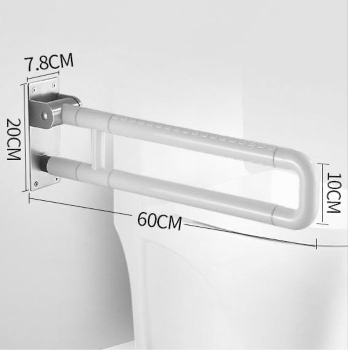 Bară de susținere pliabilă pentru toaletă 60 cm, bare de susținere pentru seniori și persoane cu dizabilități